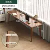 Mesa Dupla, Mesa Longa com Pés de Madeira Maciça, Mesa Estreita Contra a Janela e a Parede, Mesa de Escritório, Mesa para Computador, Mesa de Trabalho, Quarto de Casa
