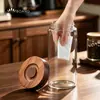 Juego de frascos sellados de vidrio con tapa de madera de acacia, frascos de almacenamiento para té y productos secos, con un estante de almacenamiento para uso doméstico