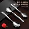 Hehe Oso Acero Inoxidable 316 Redonda Cuchara Hogar Restaurante Mango Largo Cuchara para Sopa Sandía Helado Postre Cuchara para Comer