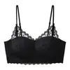 Lencería de encaje estilo francés para mujer, modelo fino de verano, cómoda para bustos pequeños, sin varillas, soporta los pechos laterales, previene la flacidez, sujetador sexy y bonito en la espalda