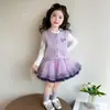 Vestido Infantil Conjunto Primavera e Outono 2026 Novo Crianças Kuromi Tutu Saia de Tule Vestido Princesa Rodado Primavera