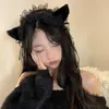 Linda Diadema de Encaje con Orejas de Gato, Accesorios para el Cabello de Encaje con Orejas de Gato, Accesorios de Chica Gato, Pasador para Fiesta de Navidad
