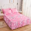 Saia de Cama Dupla Renda Transfronteiriça Conjunto de Três Peças Cobertura de Cama Espessa Antiderrapante Saia de Cama Cobertura de Cama de Peça Única Saia de Cama Atacado