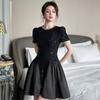 Vestido de Cumpleaños para Mujeres Petite Verano 2026 Nueva Moda Femenina Vestido de Trabajo Pesado con Pedrería y Lentejuelas Ceñido a la Cintura 21695