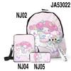 3D Novo Periférico Impresso Sanrio Melody Conjunto de Três Peças Mochila Escolar Mochila de Estudante Bolsa de Lápis