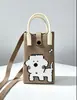 Bolso de Teléfono Móvil a Cuadros para Mujer Bolso Cruzado de Hombro Pequeño Lindo Ligero Bolso Tejido Bolso de Punto