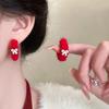 Pendientes de lazo de felpa para otoño e invierno, únicos, cuadrados, redondos, con forma de cara, pequeños, con hebilla para la oreja, a la moda, dulces y personalizados.