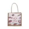 Bolsa de Lona para Almuerzo para Mujer, Bolso Tote con Diseño de Hombro, Estilo de Dibujos Animados Japoneses, Sencillo, Gran Capacidad, Bolso de Clase para Estudiante Universitario Estilo Ins