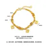 Pulseira de contas para discoteca com trevo de quatro folhas em gelo picado deslumbrante e luxuoso, estilo chinês novo vintage de luxo leve, joias banhadas a ouro atacado