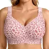 Sujetador Inalámbrico Oeak con Soporte Suave Estampado de Leopardo, Talla Grande, Ropa Interior Invisible sin Costuras para Mujer, Push-Up, Cómodo, Estilo Delgado, Anticaída