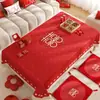 Mantel rojo para mesa de centro de boda con caracteres festivos de "doble felicidad", tapete protector para compromiso y recién casados, mantel ambiental para sala de estar de boda