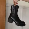 Botines Chelsea de Tacón Grueso para Mujer Otoño/Invierno 2026 Nuevo Estilo Británico Talla Grande Botines Cortos Suela Gruesa Aumento de Altura Corte en V Botines Ajustados