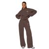 211468 -1 Otoño e Invierno Nuevo Estilo Personalizado Europeo y Americano Color Puro Cuello Redondo Manga Larga Sudadera Moda Femenina Traje Casual de Pantalón