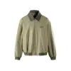 Roupas Vintage 2025 Outono Novo Retrô Americano Estampa de Letras Bloco de Cores Gola Reversível Solta Versátil Jaqueta de Trabalho