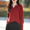 2026 Cárdigan de Punto Elegante de Alta Gama con Adorno de Diamantes y Cuello Redondo para Mujer, Nuevo Abrigo Suéter de Corte Holgado para Primavera, Otoño e Invierno