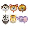 Pacote com 6 balões de cabeça de animal, leão, tigre, macaco, cabeça de burro, decoração de aniversário, pacote de balões de filme de alumínio, atacado