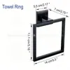Juego de Toallero de Acero Inoxidable Transfronterizo Portarrollos de Papel Higiénico Cuadrado Negro Barra para Toallas Gancho para Ropa Juego de 7 Piezas