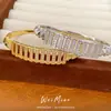 ¡Montura densa de diamantes! Pulsera con cierre rectangular hueco de circonita, estilo de lujo ligero francés, joyería de diseño nicho