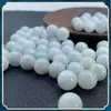Cuentas de Jade Grado A Verdes y Blancas Cuentas Sueltas Cuentas en Hilo Hechas a Mano al por Mayor DIY Joyería Pulsera Collar Cordón Cuentas Espaciadoras Cuentas de Jade Redondas