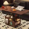 Carrinho Dobrável e Giratório de Mesa de Café Móvel para Apartamentos Pequenos, Mesa Lateral de Sofá, Armário Lateral, Mesa de Jantar de Dupla Finalidade, Mesa de Chá