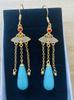 Pendientes de jade Hetian Loulan dorado con incrustaciones de jade y orquídea en plata 925, moda nacional, estilo étnico, cloisonné, estilo Palacio femenino