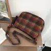 Bolso de Lana a Cuadros para Mujer Otoño 2025 Nueva Moda Corea del Sur Bolso Mensajero Estilo Universitario Casual Bolso de Hombro Cruzado