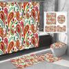 Cortina de Ducha Popular Transfronteriza Serie de Cachemir Paisley Estampada Digitalmente Poliéster Impermeable y a Prueba de Moho Juego de Cuatro Piezas Venta Directa de Fábrica