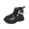 Botas de Cuero para Niños 2026 Otoño Nueva Llegada Botas de Princesa con Lazo para Niñas Estilo Coreano Estilo Dulce Botas Individuales para Niñas Botas Cortas