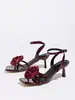 Ventas Directas de Fábrica Comercio Exterior Transfronterizo Zapatos de Tacón Alto para Mujer Orquídea Rosa Iridiscente Cuero PU Punta Cuadrada Stiletto Sandalias para Mujer