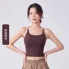 Ropa de Yoga para Mujer Espalda Cruzada Correas Bonitas con Almohadillas en el Pecho Camiseta sin Mangas Bloques de Color Cruzado Colores Contrastantes Fruncido Alta Elasticidad Recuperación Secado Rápido Transpirable