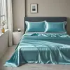 Sábana de seda helada lavable pieza única, funda de edredón refrescante de verano, protector de colchón lavable para dormitorio de estudiante individual, juego de tres piezas de funda de almohada