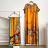Vestido de Estilo Túnica Africana de Venta Caliente Transfronterizo, Falda de Seda Sintética, Vestido Talla Grande, Conjunto de Dos Piezas con Chal Protector Solar, Estampado al por Mayor