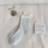 Calcetines de otoño e invierno para mujer estilo coreano hasta la pantorrilla, encaje lindo estilo japonés, lunares dulces, estilo preppy, calcetines largos sin costuras