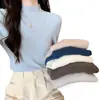 Suéter Delgado de Media Cuello de Tortuga de Manga Larga Ajustado para Primavera y Otoño Suéter Interior Corto Ajustado para Otoño e Invierno Camisa Base para Mujer
