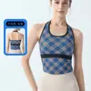 Tops Deportivos para Mujer, Halterneck Yoga Fitness, Tirantes Bonitos en la Espalda, Almohadillas Fijas en el Pecho, Pied de Poule a Prueba de Impactos Ropa Interior Fitness para Correr