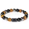 Pulseira Nova Amazon com Contas de Pedra Tripla Doze Constelações Olho de Tigre Hematita Obsidiana Pulseira Atacado Comércio Exterior