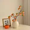 Fruta Simulada Ruyi de Caqui 14 Frutas Mesa de Exhibición de Frutas de Caqui Flor Flor Falsa Adorno de Decoración de Escritorio de Entrada