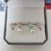 Acessórios de Pérola DIY Brincos de Floco de Neve com Diamante Prata Esterlina S925 Brincos Brincos 8-10mm Suporte Vazio Acabado