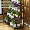 Estante para Flores Estantería Reforzada de Niveles con Ruedas de Pie Hierro Forjado Doméstico Interior Exterior Estante para Maceta Potos Verde