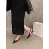 Francês Kitten Heel Salto Alto Leopardo Estampa Toe Sandálias Sapatos Femininos 2024 Verão Pontiagudo Elegante Saia Sapatos