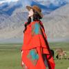 Novo Estilo Xinjian Xizang Manto Xale com Bolso de Aba Calças Tricô Yunnan Foto Viagem Outer Franja Xale Quente para Mulheres