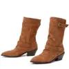 Botas altas de punta para mujer, de otoño e invierno, transfronterizas, versátiles, talla extra, botas de cuero para mujer sin cordones, botas de moda de tacón alto de comercio exterior para mujer