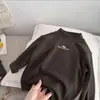Camiseta de Veludo Double-Sided com Gola Alta Meia-Manga para Meninos e Meninas Outono e Inverno Popular Roupas Infantis Médias e Grandes Top para Camada Inferior