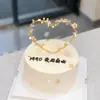 Estrella de Cinco Puntas Hueca de Hierro Forjado Perla Enchufe Luna Tarjeta de Amor Decoración de Mesa de Postres para Hornear Pastel de Cumpleaños