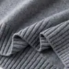 Nueva colección de otoño e invierno: suéter pullover de punto grueso de cinco agujas, cuello redondo, manga larga, mezcla de cachemira, corte holgado, hombros caídos, color liso versátil