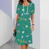 Comercio Exterior Transfronterizo Explosiones Elegante Vestido de Verano para Mujer con Estampado Digital 3D de Flores de Colores de Manga Corta
