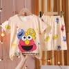Pijama infantil de manga curta Verão Meninas Meninos Desenho Animado Médio e Grande Terno de roupas para casa infantil Alunos da escola primária Terno fino de ar condicionado