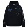 Sudadera con capucha bordada de copo de nieve de marca americana moderna para hombre y mujer, estilo pareja, ajuste holgado para otoño e invierno, forro polar, sudadera pullover cálida
