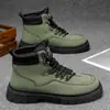 Botas de Hombre 2025 Nuevo Otoño Ropa de Trabajo Botas de Caña Alta para Motociclista Estilo Británico Impermeables Antideslizantes Piel Suave Zapatos de Hombre