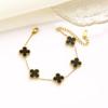 Explosões transfronteiriças trevo de quatro folhas pulseira de cinco flores não desbota pulseira de aço titânio feminina minoria senso de alto nível pulseira feminina atacado